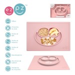 Silikonowy talerzyk z podkładką 2w1 Happy Mat pastelowy róż / EZPZ