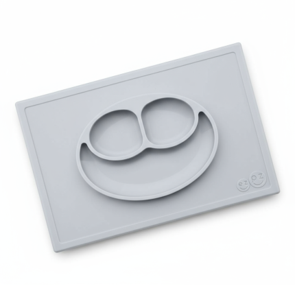 Silikonowy talerzyk z podkładką 2w1 Happy Mat pastelowa szarość / EZPZ