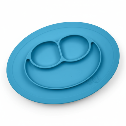 Silikonowy talerzyk z podkładką mały 2w1 Mini Mat niebieski / EZPZ