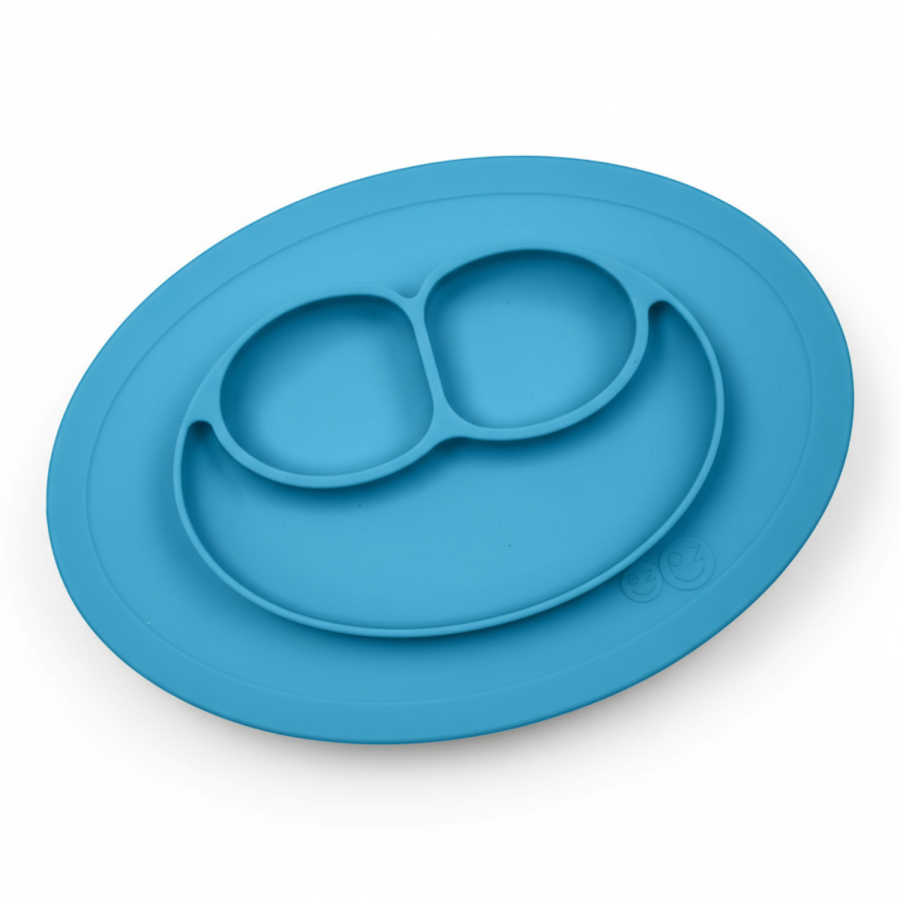 Silikonowy talerzyk z podkładką mały 2w1 Mini Mat niebieski / EZPZ