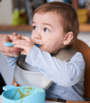 Miska silikonowa z przyssawką i uchwytem BLUE / Nana's Manners