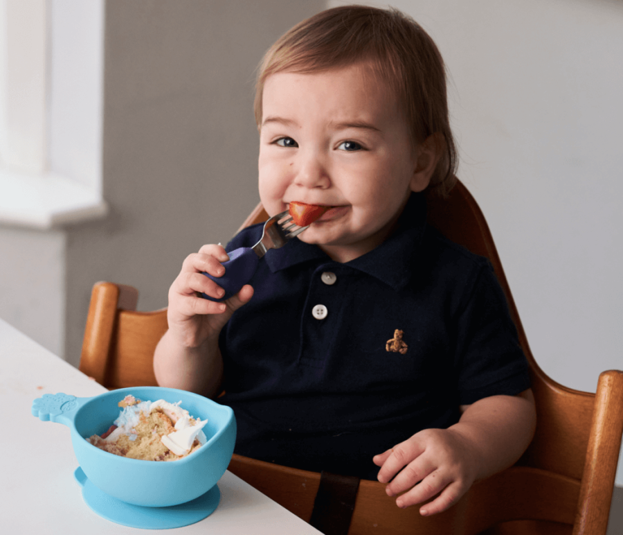 Miska silikonowa z przyssawką i uchwytem BLUE / Nana's Manners