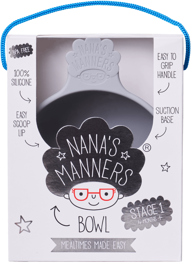 Miska silikonowa z przyssawką i uchwytem GREY / Nana's Manners