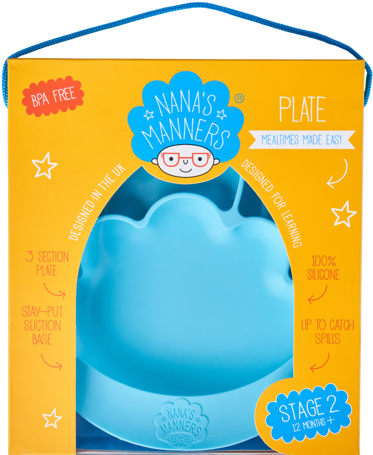 Talerz silikonowy z przyssawką Blue / Nana's Manners