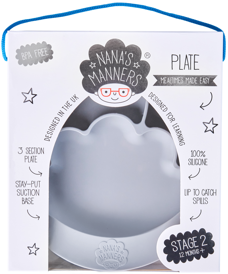 Talerz silikonowy z przyssawką GREY / Nana's Manners