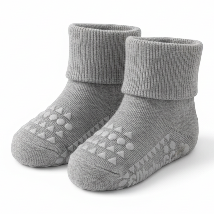 Antypoślizgowe skarpetki do nauki chodzenia BAMBOO grey melange, rozmiary / GoBabyGo