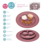 Silikonowy talerzyk z podkładką mały 2w1 Mini Mat Mauve /EZPZ