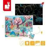 Świecące puzzle z mini-lampką UV Las 24 elementy 3+ / Janod