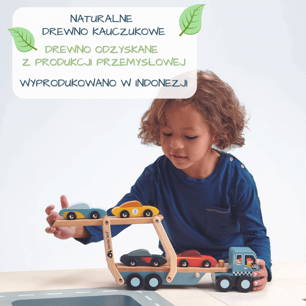 Drewniana laweta z samochodami /Tender Leaf Toys