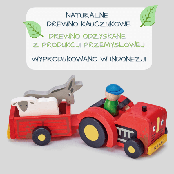 Drewniany traktor z przyczepą ze zwierzątkami /Tender Leaf Toys