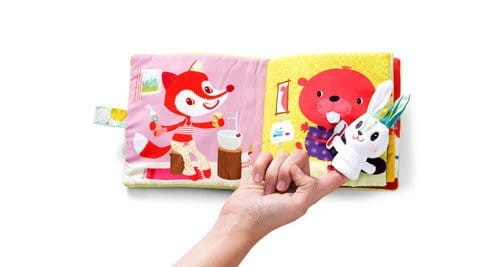 Książeczka z mini-pacynką wielofunkcyjna Królik dentysta 6 m+ / Lilliputiens