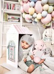 Królik Effik - różowy szare uszy z domkiem - Effiki by Klaudia Halejcio, różne rozmiary