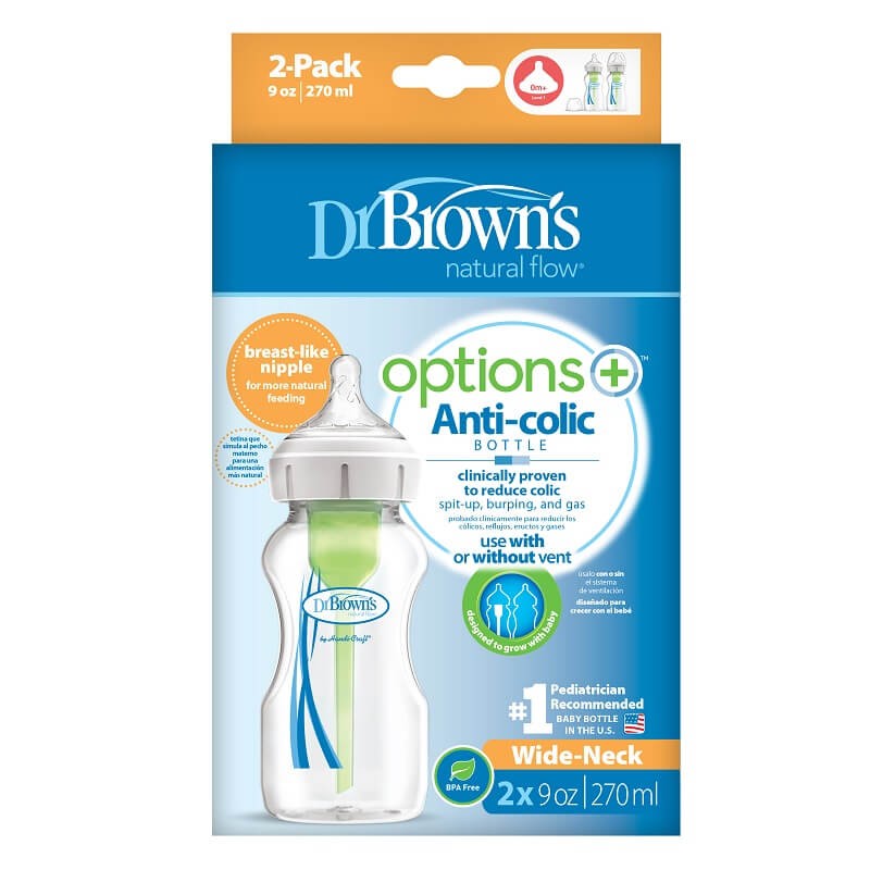 2 szt. butelek do karmienia niemowląt 270 ml, szeroka szyjka / Dr Brown's