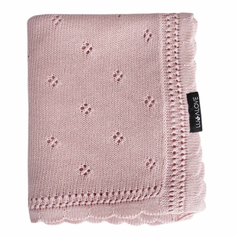 Kocyk ażurowy DAISY - pudrowy róż / Lullalove