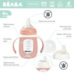 Szklana butelka treningowa w silikonowej osłonce 2w1 210 ml Old pink /Beaba