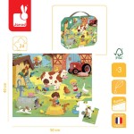 Puzzle w walizce Dzień na farmie 24 elementy 3+ / Janod