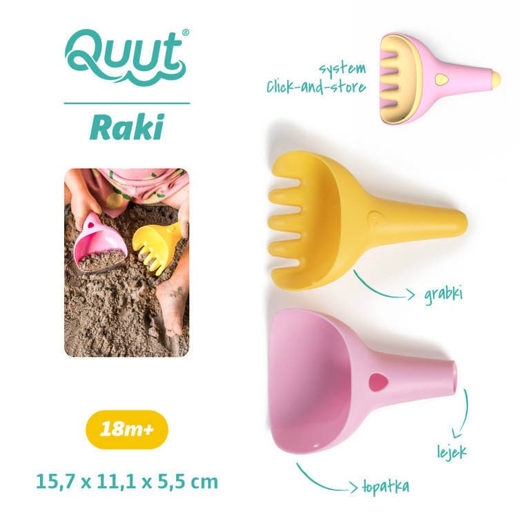 Zestaw łopatka + grabki Raki Banana Pink / QUUT