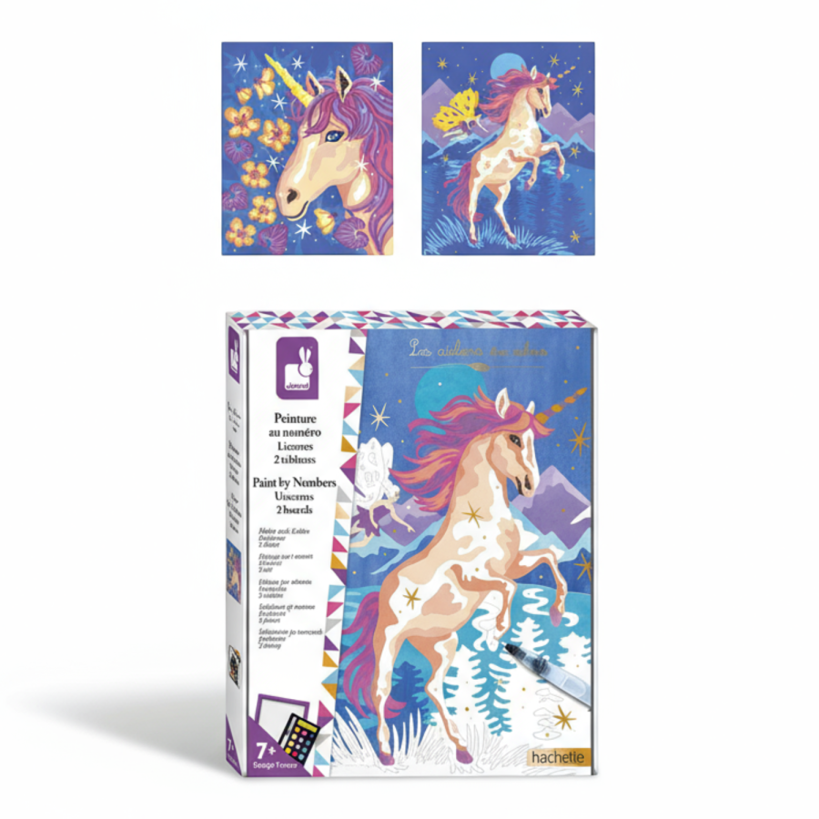 Zestaw kreatywny: Malowanie po numerach Jednorożce 7+ / Janod