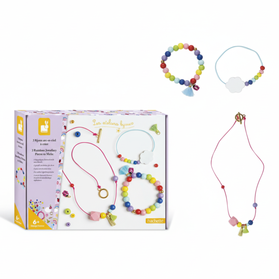 Zestaw kreatywny do tworzenia biżuterii Tęczowe koraliki / Janod