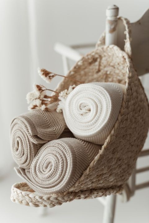 Bambusowy kocyk light beige 80x100 – fir /My Memi