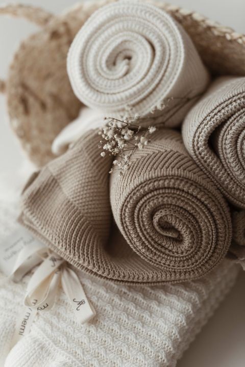 Bambusowy kocyk beige 80x100 – fir /My Memi