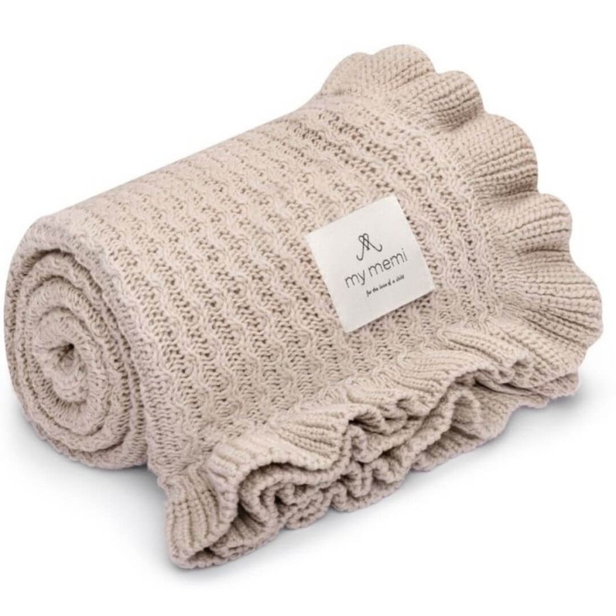 Kocyk bambusowy z falbanką 85x105 light beige /My Memi