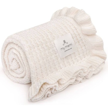 Kocyk bambusowy z falbanką 85x105 cream /My Memi