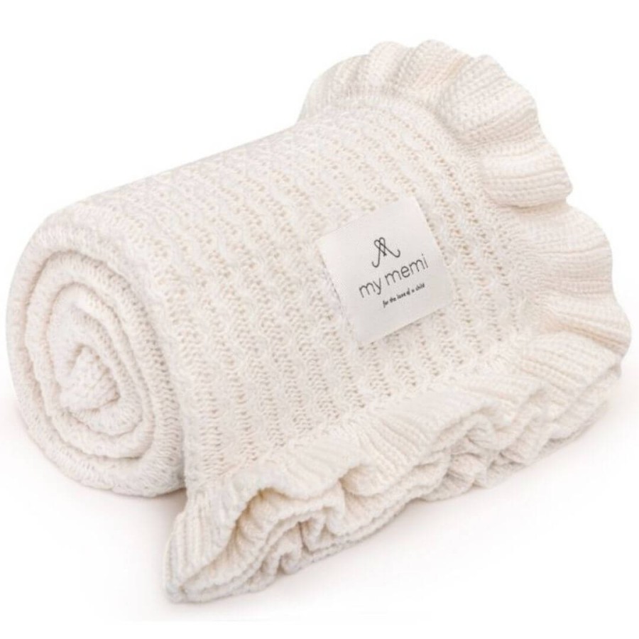 Kocyk bambusowy z falbanką 85x105 cream /My Memi