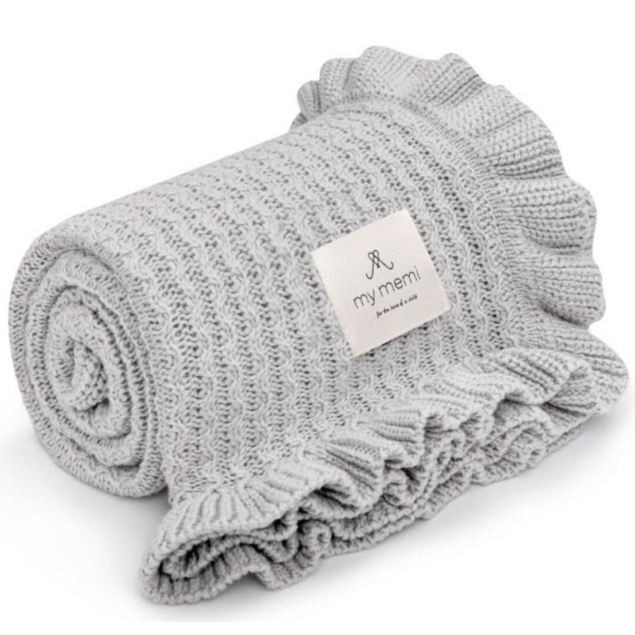 Kocyk bambusowy z falbanką 85x105 light grey /My Memi