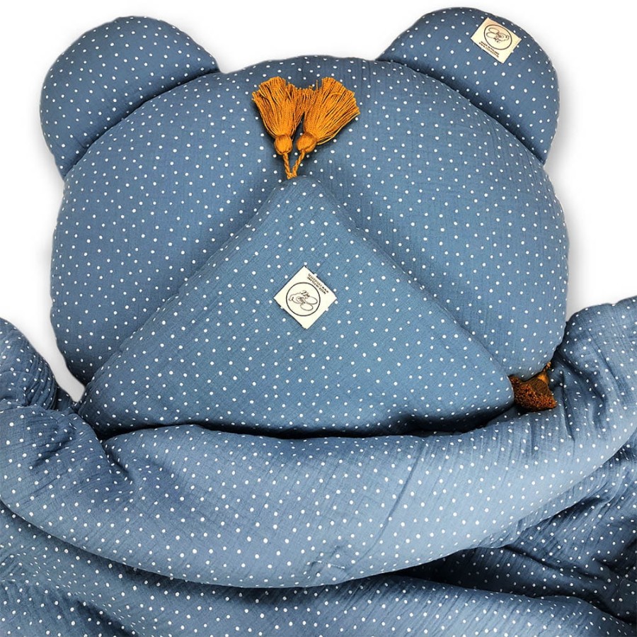 Pościel dziecięca muślinowa - niebieska w kropki / Cosy Cot