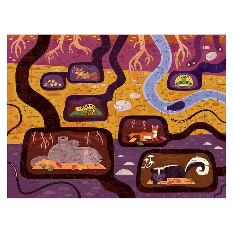 Puzzle dwustronne Las nad i pod ziemią 100 elementów 6+ / Mudpuppy