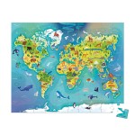 Puzzle w walizce Mapa świata 100 elementów 6+ / Janod