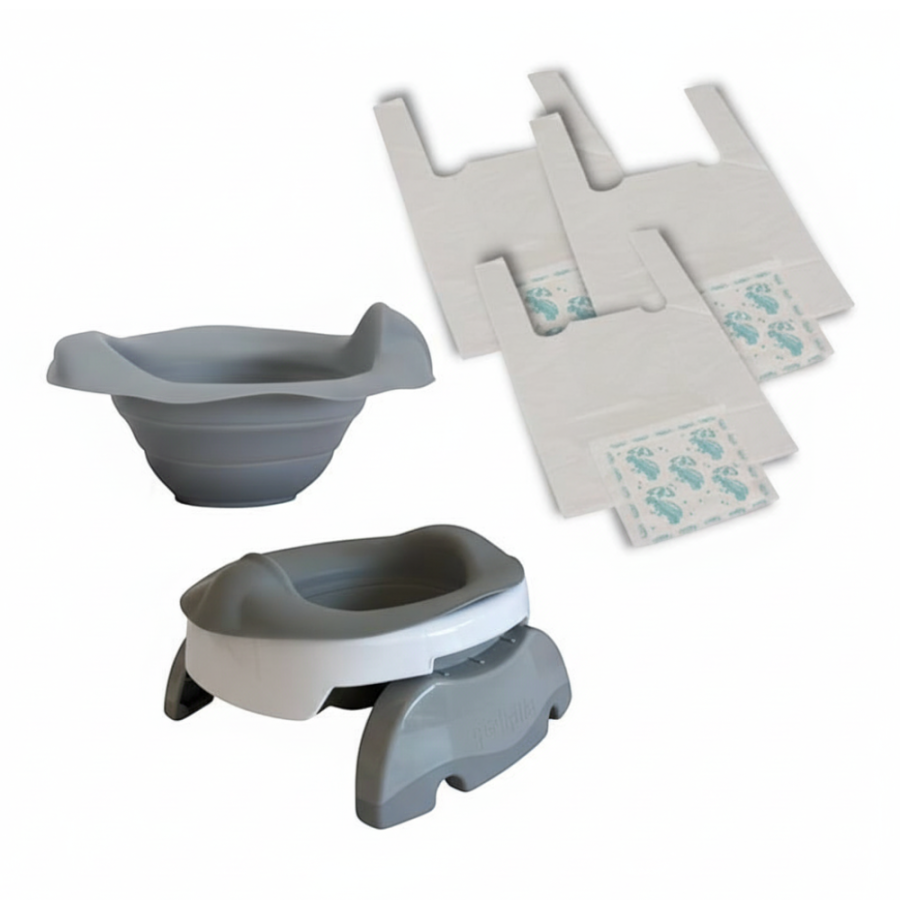 Nocnik Potette Plus: Zestaw wielofunkcyjny z akcesoriami, biało-szary / Potette Plus