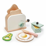 Drewniany toster z zestawem śniadaniowym, Mini Chef / Tender Leaf Toys