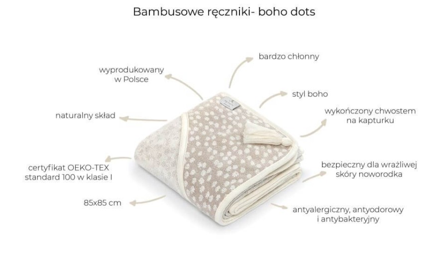 Bambusowy ręcznik light beige - boho dots / My Memi