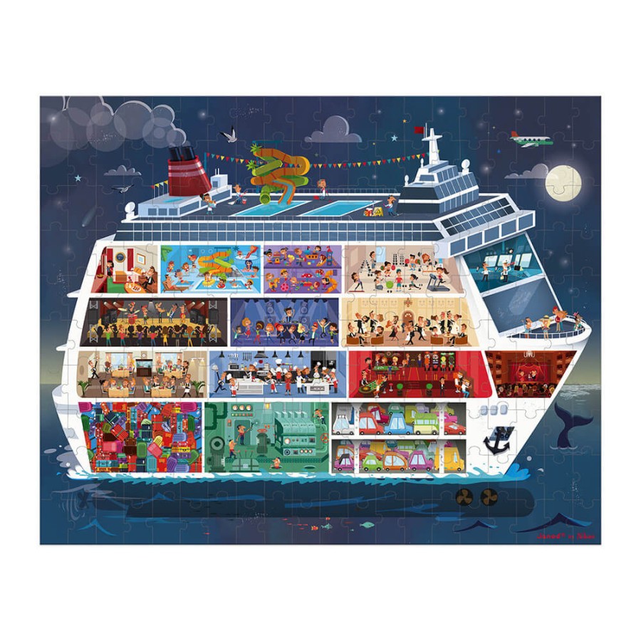 Puzzle w walizce: statek wycieczkowy 100 i 200 szt. / Janod