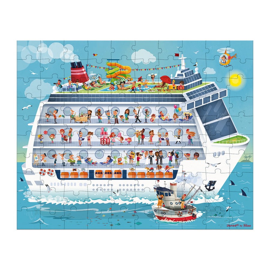 Puzzle w walizce: statek wycieczkowy 100 i 200 szt. / Janod