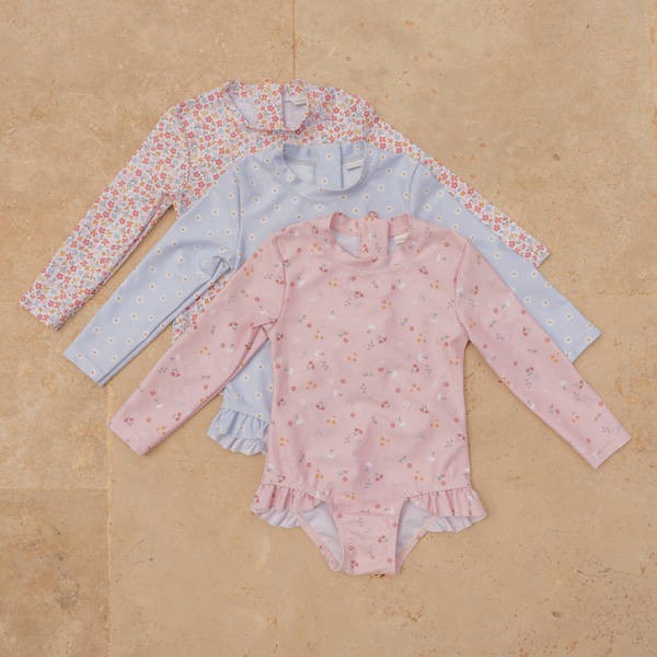 Swimsuit z rękawami Daisy Blue / Little Dutch