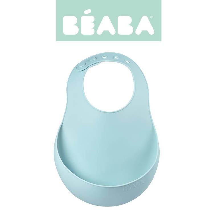 Śliniak silikonowy z kieszonką airy green / Beaba