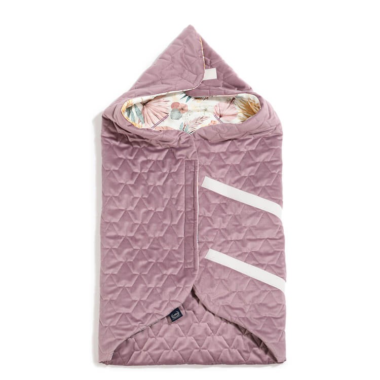 Kocyk do fotelika samochodowego - BOHO PALMS LIGHT - VELVET FRENCH LAVENDER / La Millou