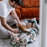 Kocyk do fotelika samochodowego - BOHO PALMS LIGHT - VELVET FRENCH LAVENDER / La Millou