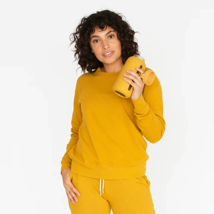 Szklana butelka do monitorowania dziennego nawodnienia Day Bottle - MUSTARD / BINK