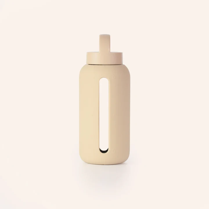 Szklana butelka do monitorowania dziennego nawodnienia Day Bottle - SAND / BINK