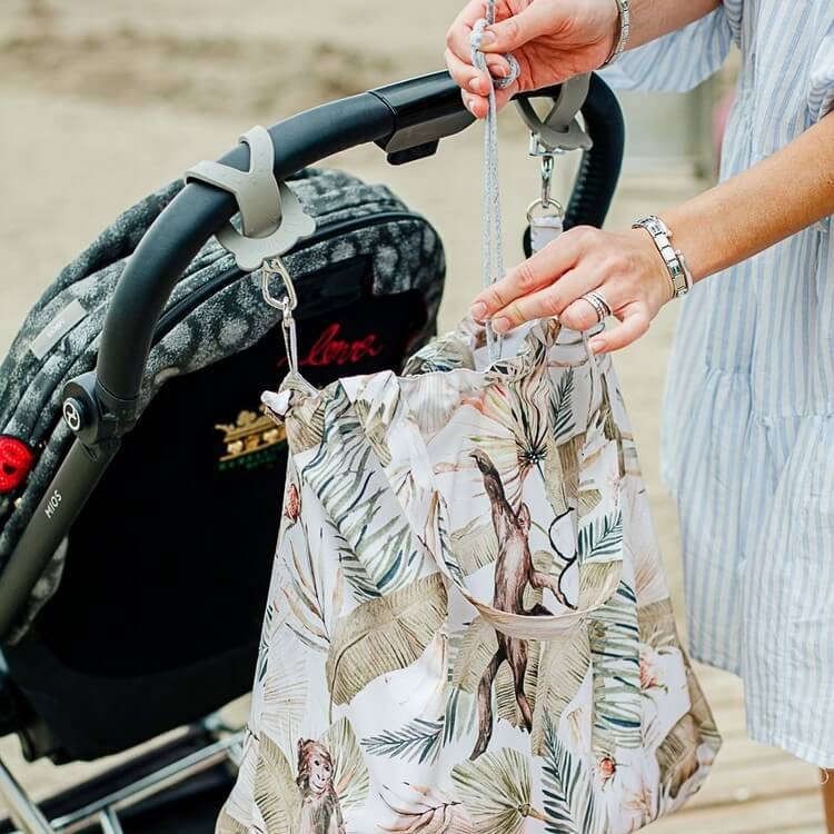 Shopper Bag z kieszonką - BOHO PALMS LIGHT / La Millou