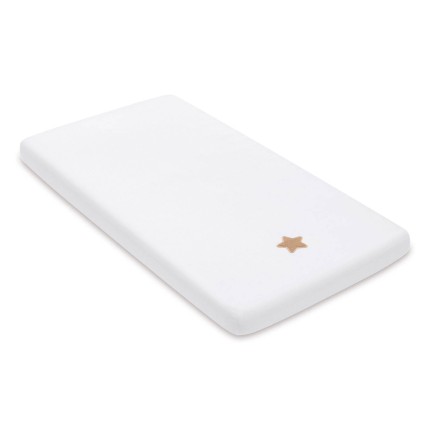 Prześcieradło z gumką do łóżeczka z pluszową gwiazdką WHITE / Pink no More