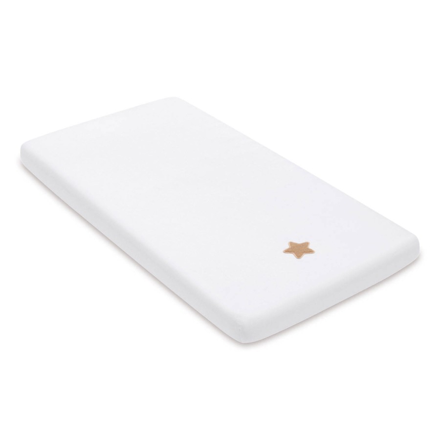 Prześcieradło z gumką do łóżeczka z pluszową gwiazdką WHITE wymiary / Pink no More