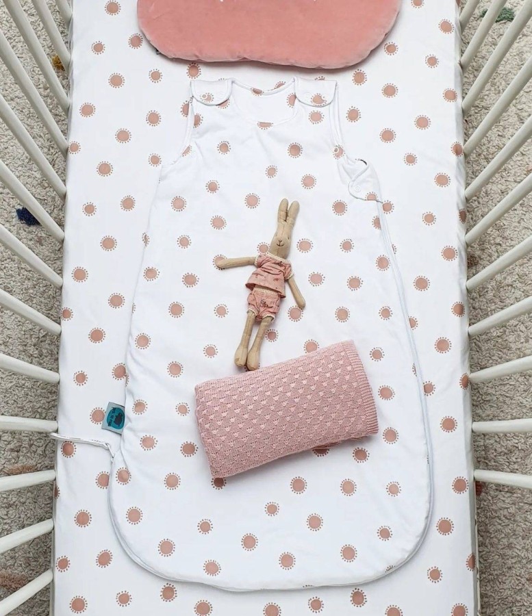 Prześcieradło z gumką do łóżeczka SŁONECZKA WYMIARY / Pink no More