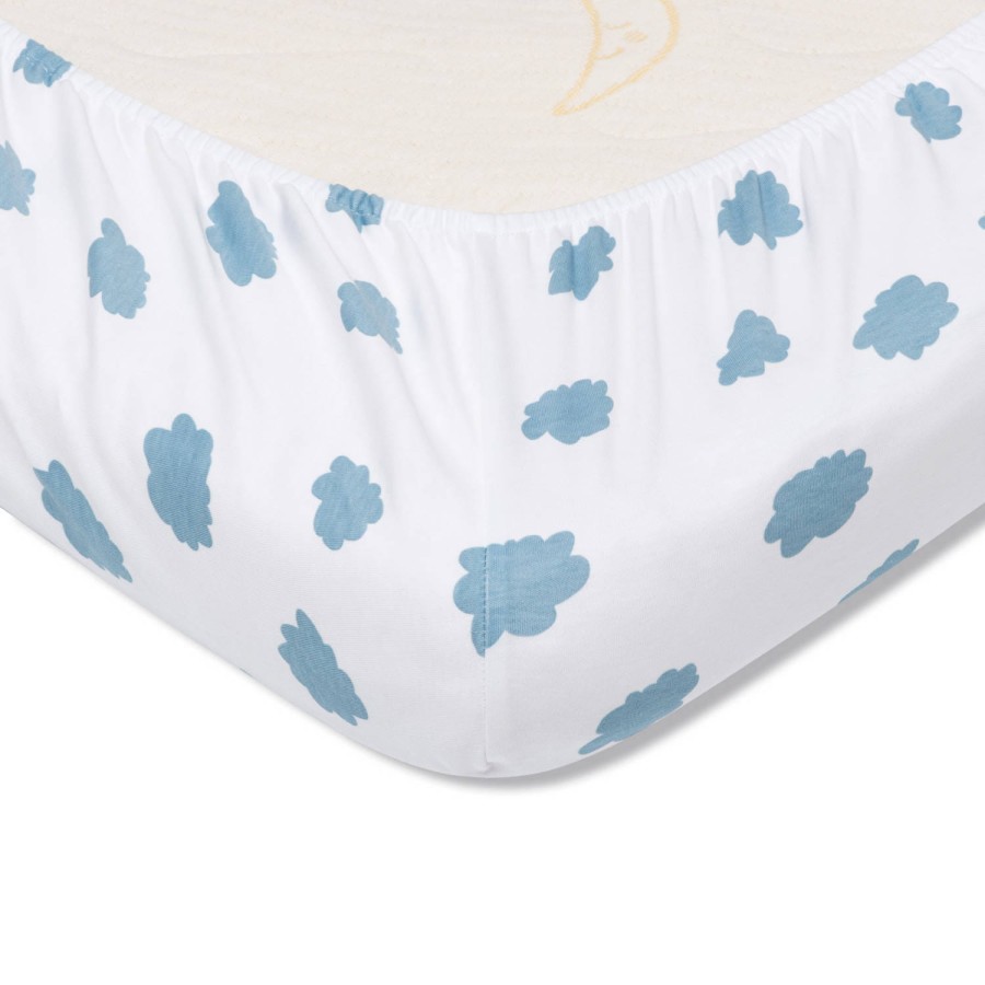 Prześcieradło z gumką do łóżeczka CHMURKI WYMIARY / Pink no More