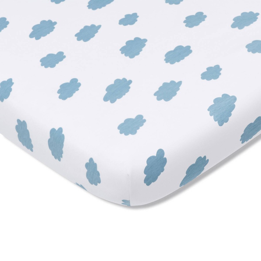 Prześcieradło z gumką do łóżeczka CHMURKI WYMIARY / Pink no More