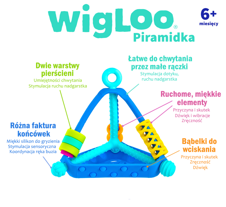 Wigloo Piramidka. Zabawka sensoryczna.